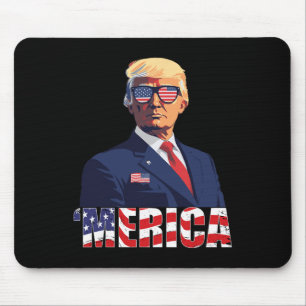 Trump Shirt Merica Trump Sungl US Flag 4 juli Muismat