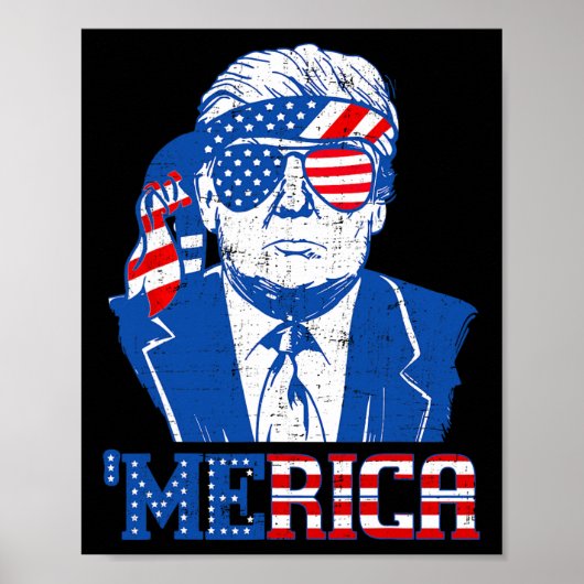 Trump Shirt Merica Trump Sungl US Flag 4 juli Poster (Voorkant)