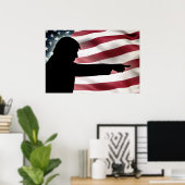 Trump Silhouette Flag Poster (Thuiskantoor)
