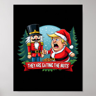 Trump sinterklaas met notenkraker die ze eten poster