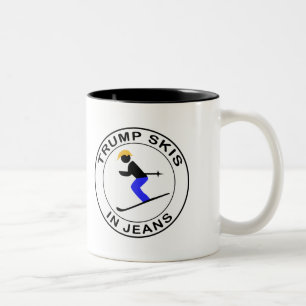 Trump Skis bij joodse dieren Tweekleurige Koffiemok
