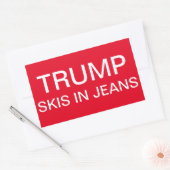 Trump ski's in jeans rechthoekige sticker (Envelop)