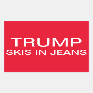 Trump ski's in jeans rechthoekige sticker