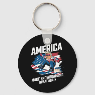 Trump Snowboard Usa - Maak Snowboarden Groot Opnie Sleutelhanger