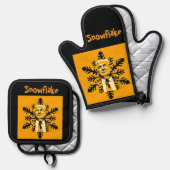 Trump/Snowflake Oven Mitt & Pot Houder Ovenwant & Pannenlap Set (Voorkant / Achterkant)