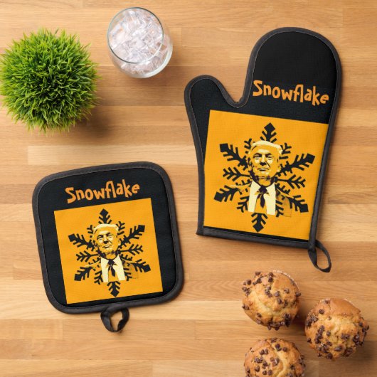 Trump/Snowflake Oven Mitt & Pot Houder Ovenwant & Pannenlap Set (Top down)