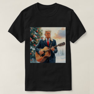 Trump speelt akoestische gitaar bij kerstboom t-shirt