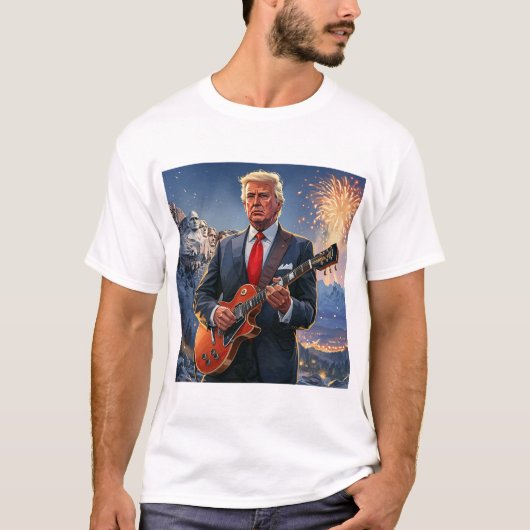 Trump speelt elektrische gitaar Mount Rushmore MAG T-shirt (Voorkant)