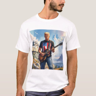 Trump speelt elektrische gitaar Mount Rushmore MAG T-shirt