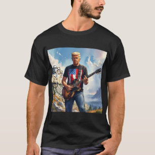 Trump speelt elektrische gitaar Mount Rushmore MAG T-shirt