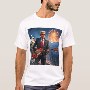 Trump speelt elektrische gitaar Mount Rushmore MAG T-shirt