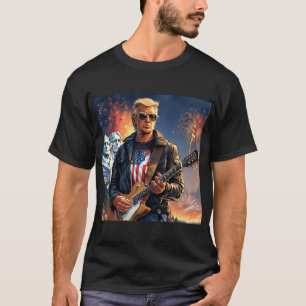 Trump speelt elektrische gitaar Mount Rushmore MAG T-shirt