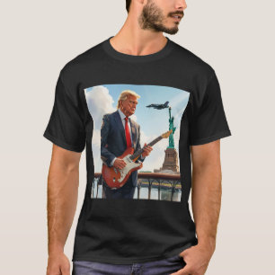 Trump speelt gitaar bij Statue Liberty T-shirt