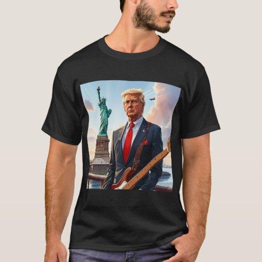 Trump speelt gitaar bij Statue Liberty T-shirt (Voorkant)