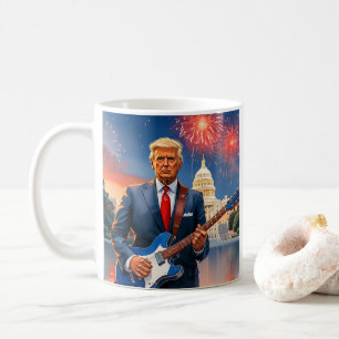 Trump speelt gitaar in vuurwerk US Capitol Koffiemok