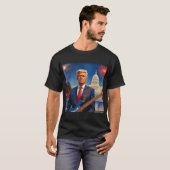 Trump speelt op elektrische basgitaar in het Ameri T-shirt (Voorkant volledig)