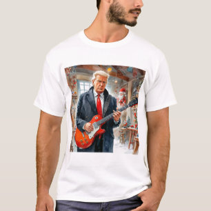 Trump Spelen Elektrische Gitaar SANTA CLAUS worksh T-shirt