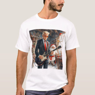 Trump Spelen Elektrische Gitaar SANTA CLAUS worksh T-shirt