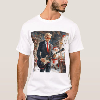 Trump Spelen Elektrische Gitaar SANTA CLAUS worksh T-shirt