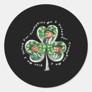 Trump St Patrick's Day 2025 Funny Kiss Me Ik heb g Ronde Sticker