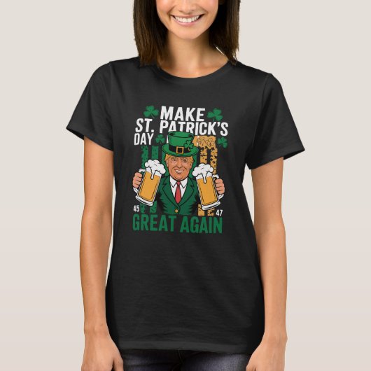 Trump St Patrick's Day Grappig Bierontwerp T-shirt (Voorkant)