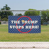 Trump stopt hier met banieren spandoek (Insitu)