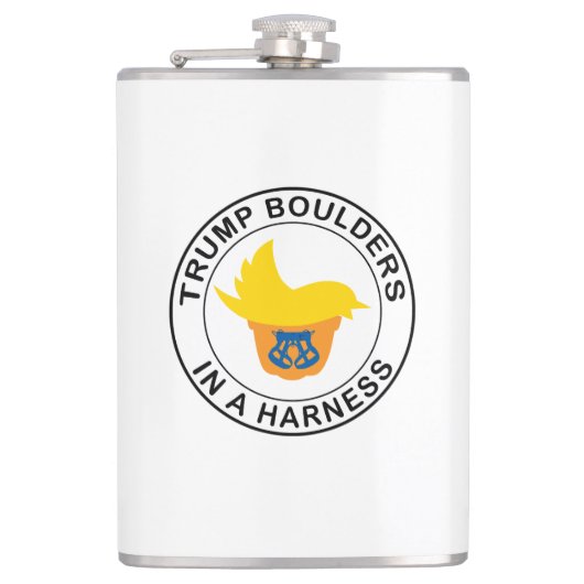 Trump stunt aan een harnas heupfles (Voorkant)