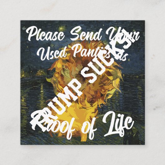 Trump Stuur Uw Gebruikte Onderbroeken Als Levensbe Informatiekaartje (Voorkant)