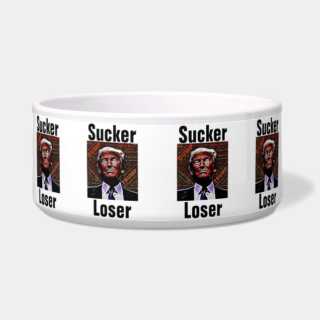 Trump Sucker/Loser Pet Bowl Voerbakje (Voorkant)
