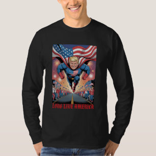 Trump-superheld Flyover: Patriottische menigte op  T-shirt