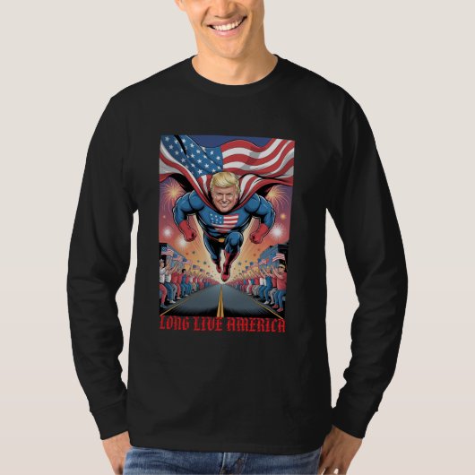 Trump-superheld Flyover: Patriottische menigte op  T-shirt (Voorkant)