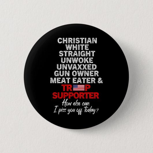 Trump Supporter Christelijk Wit Straight Unwoke VN Ronde Button 5,7 Cm (Voorkant)