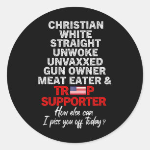 Trump Supporter Christelijk Wit Straight Unwoke VN Ronde Sticker