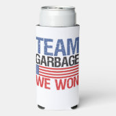 Trump - Team Garbage We hebben gewonnen Seltzer Blikjeskoeler (Seltzer Achterkant)