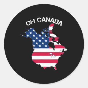 Trump tegen Canada! Kaart van Noord-Amerika met Am Ronde Sticker