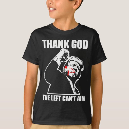 Trump Thank God The Left Can't Aim , Small, Black  T-shirt (Voorkant)