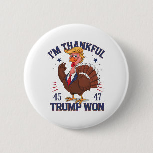 Trump-Thanksgiving: ik ben dankbaar dat Trump er z Ronde Button 5,7 Cm