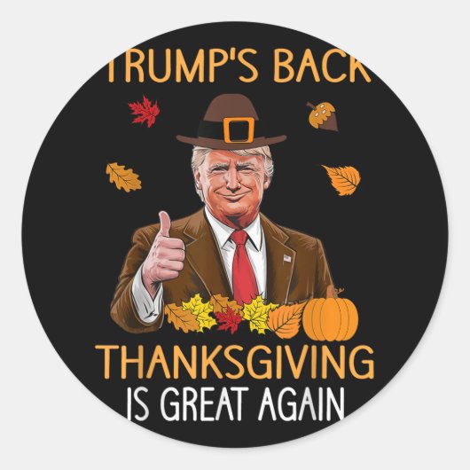 Trump Thanksgiving Turkije Herfst Herfst Dankbare  Ronde Sticker (Voorkant)