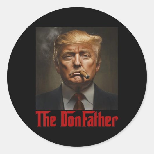 Trump The Donfather: een cool Amerikaans President Ronde Sticker (Voorkant)