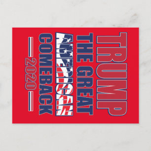 Trump the Great American Comeback Trump 2020 Briefkaart
