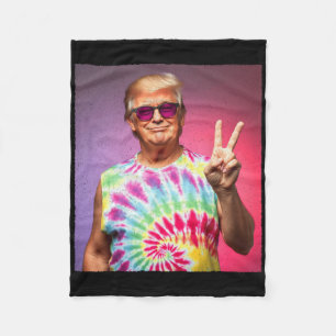 Trump Tie-dye Hippie Zonnebril – Grappig Vredessym Fleece Deken