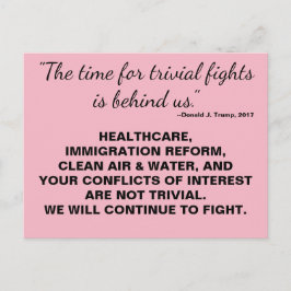 Trump-tijd voor triviale gevechten is over verzet briefkaart