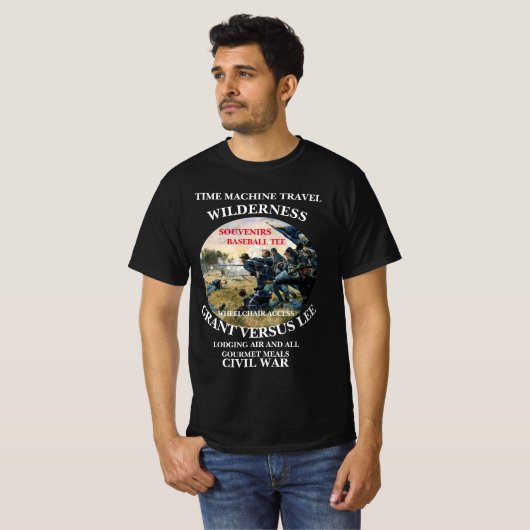 TRUMP TIME MACHINE TRAVEL VECHT TEGEN WILDERNIS T-SHIRT (Voorkant volledig)