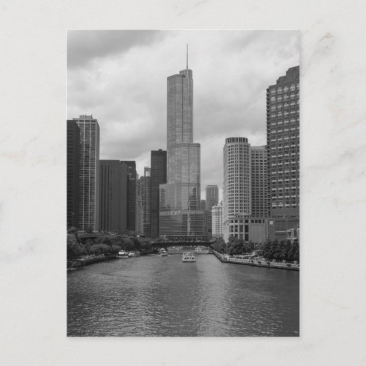 Trump Tower Chicago River Grayscale Briefkaart (Voorkant)