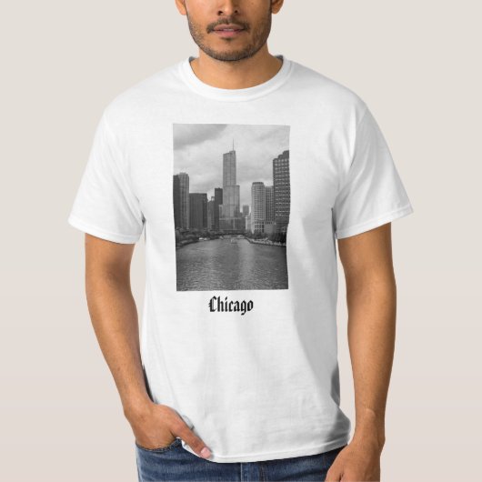 Trump Tower Chicago River Grayscale T-shirt (Voorkant)