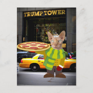 TRUMP TOWER PIZZA BEZORG KAARTJE VAN KAT BRIEFKAART