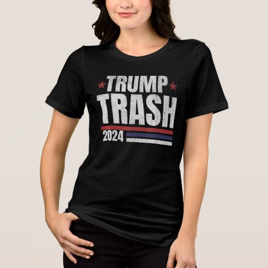 Trump Trash 2024 Grunge  Garbage voor Trump Tri-Blend Shirt (Voorkant)