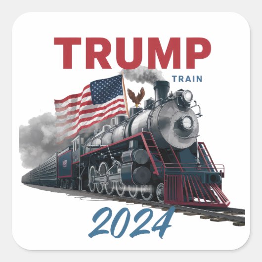 Trump trein 2024 vierkante sticker (Voorkant)