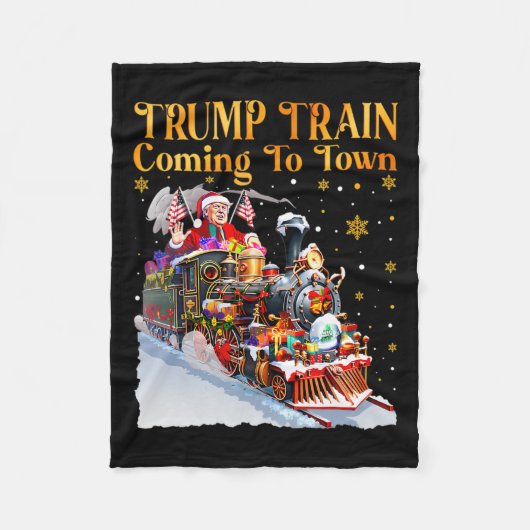 Trump-trein komt naar stad met grappige kerstman fleece deken (Voorkant)
