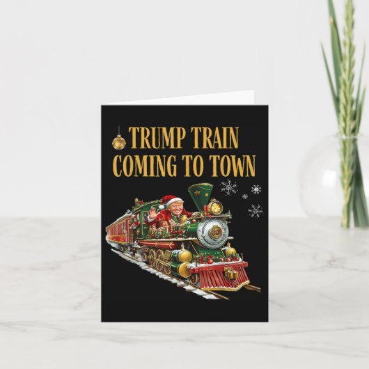 Trump-trein komt naar stad met grappige kerstman kaart (Voorkant)